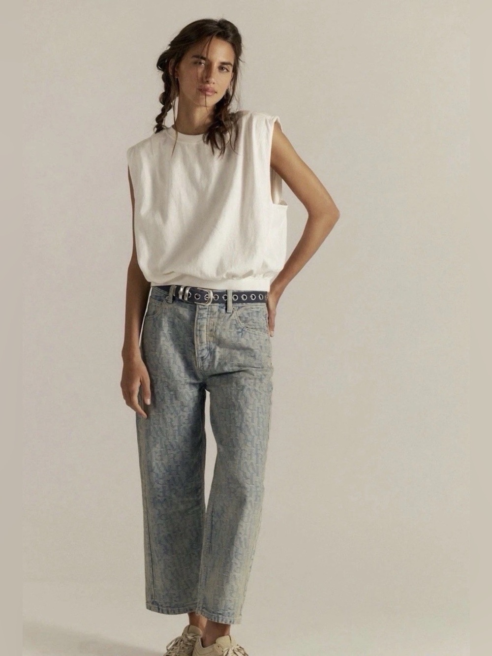 NWT We The Free Deep Trance Dropped Jacquard Jeans in Letters Size 24